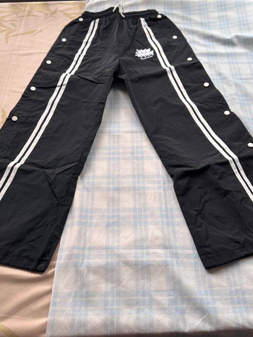 Grailz Side-Button Wide-Leg Sweatpants, Black